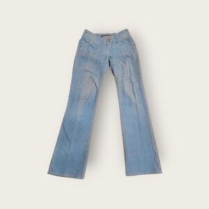 Vintage Rave R4R teal blue corduroy low rise flare pants